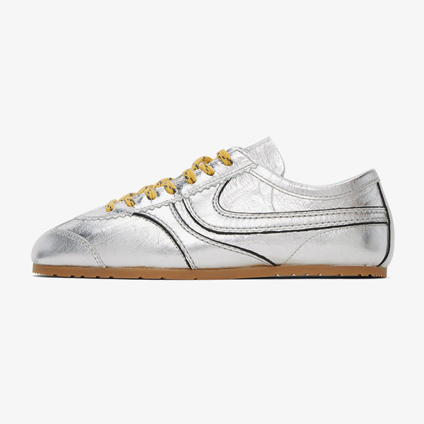 Silver Metallic Low-Top Sneakers
