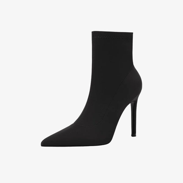 Lux Black Suede-Inspired Stiletto Ankle Boots