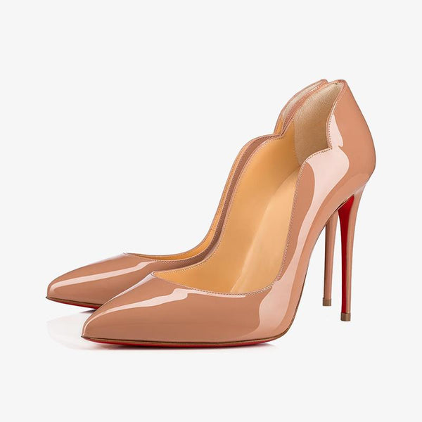 Glossy Beige Patent Leather Stiletto - ARNO CONTI